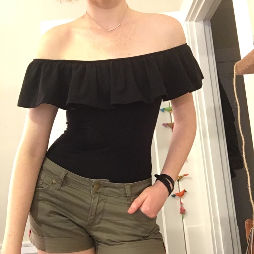 J.Crew black off-shoulder Bodysuit, M